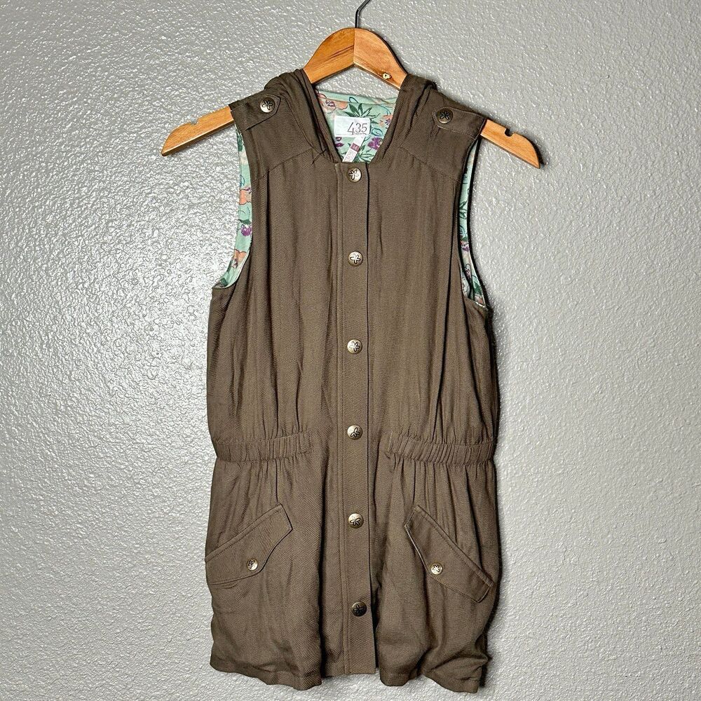 Matilda Jane 435 WINDING PATH HOODED green vest button Up Fall
